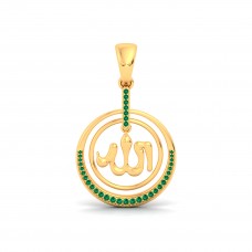 Allah Natural Emerald Gold Pendant 
