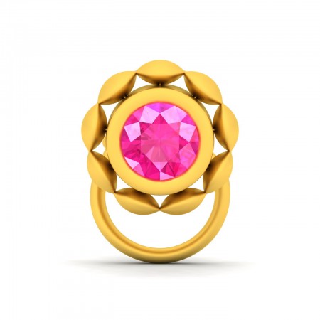 Attractive Pink Sapphire Gold Nose Pin 