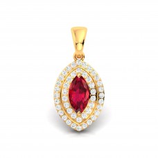 Natural Ruby Marquise Diamond Gold Pendant 