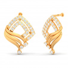 Elegance Wavy Diamond Gold Stud Earring