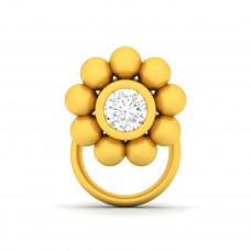 Elegant Round Diamond Gold Nose Pin 
