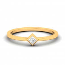 Minimalist Square Shape Diamond Solid Gold Solitaire Ring