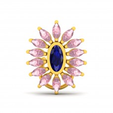 Morganite With Blue Sapphire Gold Nose Pin