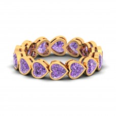 Natural Amethyst 4mm Heart Solid Gold Eternity Ring