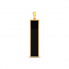 Natural Black Onyx Bezel Set Solid Gold Pendant