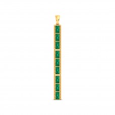 Natural Emerald 6x3mm Baguette Inline Solid Gold Pendant