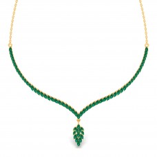Natural Emerald Marquise Gold Necklace