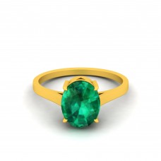 Natural Emerald Oval Prong Set Gold Ring