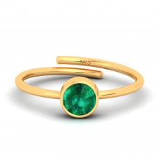 Natural Emerald Round Adjustable Gold Ring 