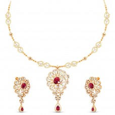 Natural Ruby Astonishing Diamond Solid Gold Jewelry Set