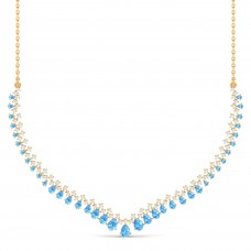 Natural Sky Blue Topaz Diamond Gold Necklace 